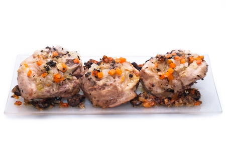 Peasant Foods, ossobuco isolated on white backgroundの写真素材
