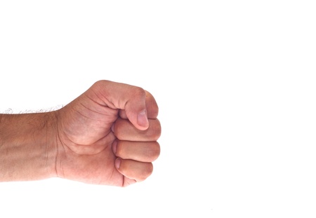 Hand with clenched a fist, isolated on a white backgroundの写真素材
