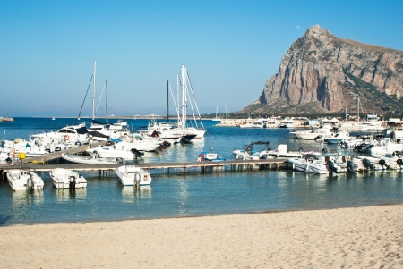 Beautiful View of San Vito Lo Capo town in Sicilyの写真素材