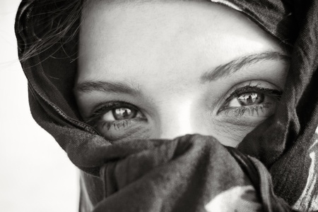 Portrait of a young beauty  Close-up Photo black and whiteの写真素材