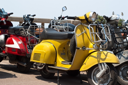 CEFALU' (PA) ITALY - MAY 27: Vespa scooters on display at scooter meeting on May 27, 2011 in Cefalu (PA) Sicily-Italyのeditorial素材