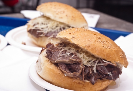 Sandwich with spleen  typical Sicilian foodの写真素材