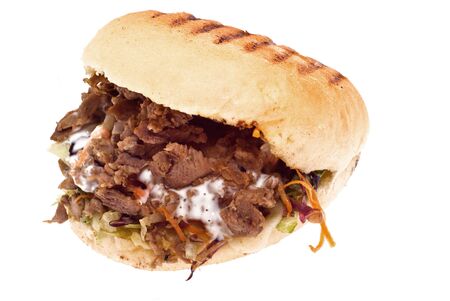 Doner kebab isolated over white backgroundの写真素材