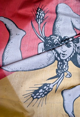 Flag of Sicily, Italy  Close Upの写真素材