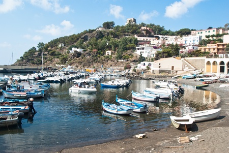 harbour in Ustica island, Cala Santa Maria, Sicilyのeditorial素材