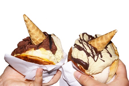 delicious brioche and ice creamの写真素材