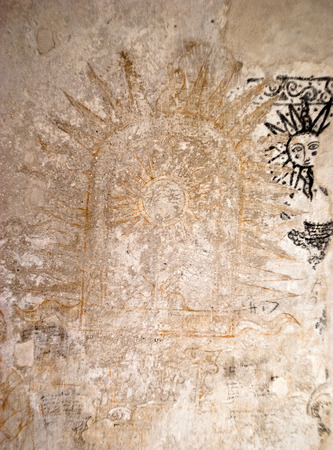 PALERMO, ITALY- JANUARY, 03-2013: Carcere dei penitenziati - Steri Palace-,open to the public the dungeons of the Inquisition. graffiti on the walls of the prisons of the Inquisitionのeditorial素材