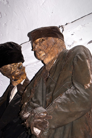 PALERMO - ITALY,  MAY  28, 2011: Catacombs of the Capuchins are burial catacombs in Palermo. Today...