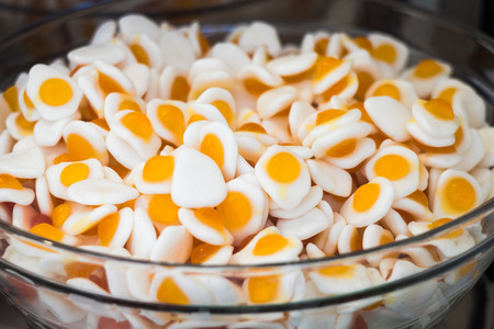 Sweet Sugar Candies on a Street Market Shop Table, Selective focus with shallow depth of fieldの写真素材