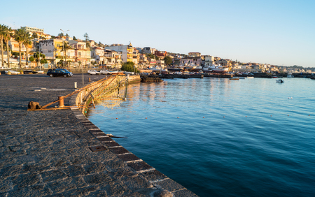 Acitrezza harbor at sunrise. Sicily, Italyの写真素材