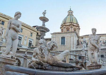 Beautiful view of Piazza Pretoria or Piazza della Vergogna, Palermo, Sicily, Italyのeditorial素材