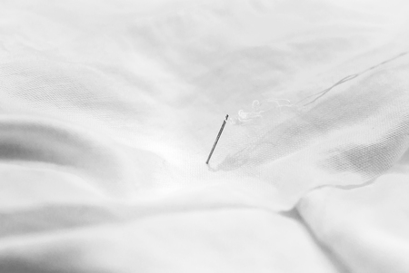 Detail of a sewing needle ready to embroider.closeupの写真素材