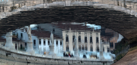 Padua - Prato della Valle in evening dusk reflection, Padova, Italyのeditorial素材