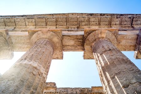 Classical greek temple at ruins of ancient city Paestum, Cilento,  Italyの写真素材