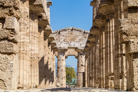 Classical greek temple at ruins of ancient city Paestum, Cilento,  Italyの写真素材
