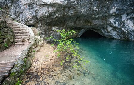 Scenic view of beautiful waterfalls in Plitvice Lakes National Park,waterfall in Plitvice national park .Croatiaの写真素材