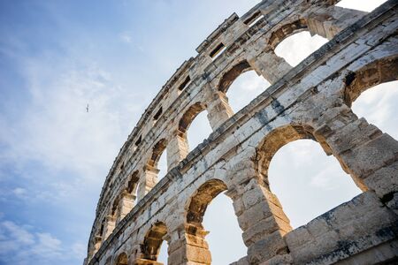 Ancient Roman Amphitheater in Pula, Croatia. Famous tourist destinationの写真素材