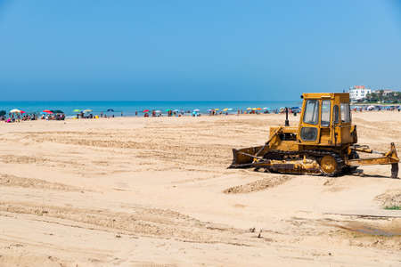 Beach leveling at Donnalucataのeditorial素材