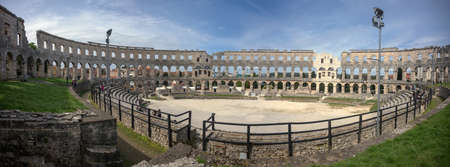 Ancient Roman Amphitheater in Pula, Croatia. Famous tourist destinationのeditorial素材