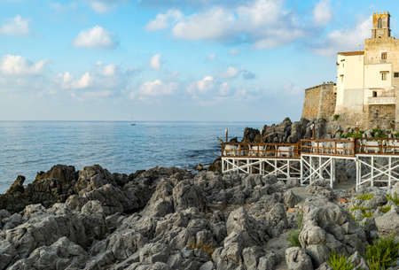 beautiful coastal town Cefalu in Sicily, Italyのeditorial素材
