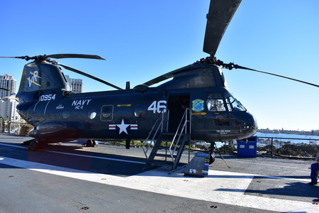 San Diego, California - USA - Dec 04,2016 - Navy Helicopter 46  USS Midway Museum