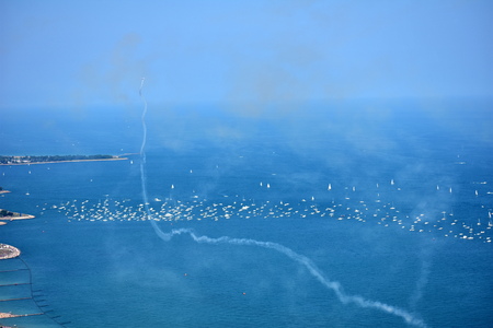 Chicago, Illinois - USA - August 19, 2017: Aircraft performing maneuvers over North Avenue Beachのeditorial素材