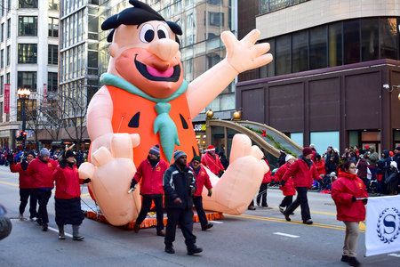 Chicago, Illinois, USA: November 23,2017: 2017 Fred Flintstone in Thanksgiving Paradeのeditorial素材