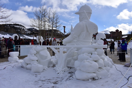 Breckenridge, Colorado, USA: Jan 28, 2018: Catch and Release Snow Sculpture by Team Breckenridgeのeditorial素材