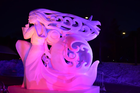 Breckenridge, Colorado, USA: Jan 28, 2018: Secret Snow Sculpture by Team Mongoliaのeditorial素材