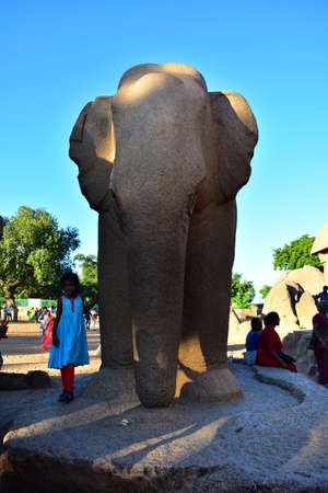 Chennai, Tamilnadu - India - September 09, 2018: Elephant Statue in Mahabalipuramのeditorial素材