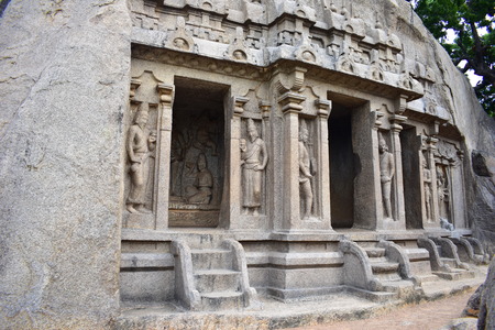 Chennai, Tamilnadu - India - September 09, 2018: Indian rock-cut architectureのeditorial素材