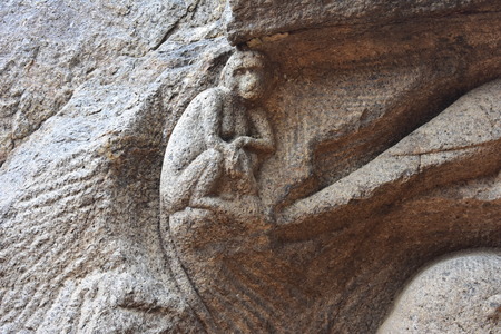 Chennai, Tamilnadu - India - September 09, 2018: Rock cut sculptures representing a monkeyのeditorial素材