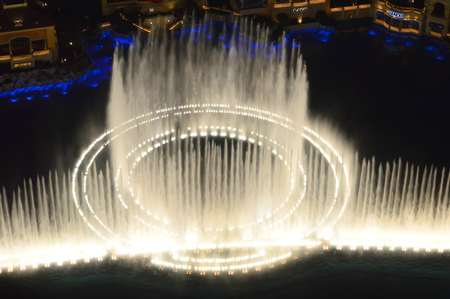 Las Vegas, Nevada, USA - January 23, 2016: View of Bellagio Fountain Show from Eiffel Tower Paris Las Vegasのeditorial素材