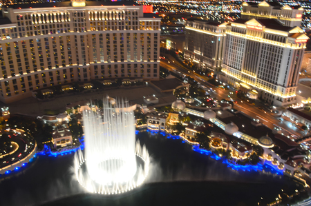 Las Vegas, Nevada, USA - January 23, 2016: View of Bellagio Fountain Show from Eiffel Tower Paris Las Vegasのeditorial素材