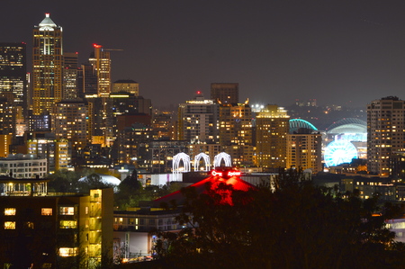 Seattle, Washington, USA - April 17, 2015: Seattle Center skylineのeditorial素材
