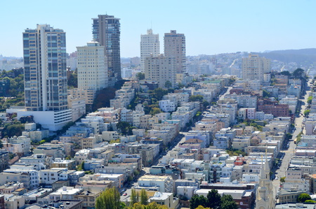 San Francisco, California, USA - August 31, 2015: San Francisco Skyline from Coit Tower