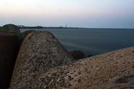 Kasimedu Pier Beach in Chennaiの写真素材