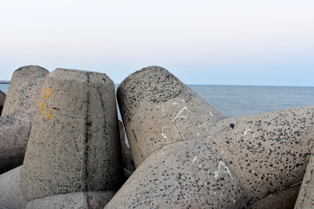 Kasimedu Pier Beach in Chennaiの写真素材
