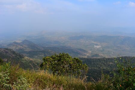 View of Cumbam Valley from Meghamalai Hills in Tamil Naduの写真素材