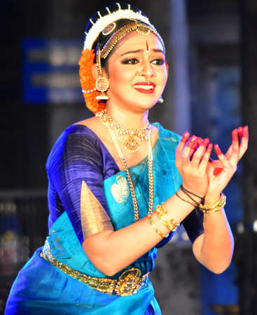 Chennai, Tamilnadu, India - February 2, 2020 - Actress Lakshmi Menon Dance Performance in Chennai Mylapore Kapaleeswara templeのeditorial素材