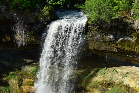 Minnehaha Waterfalls in Minneapolis, Minnesotaの写真素材