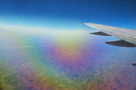 rainbow planeの写真素材