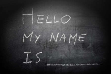 Self Introduction - Hello, My name is ... written on a blackboardの写真素材