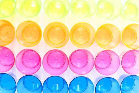 group of colored plastic glasses