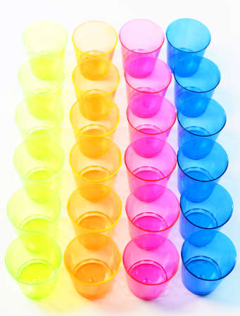 group of colored plastic glasses