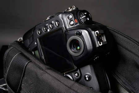 modern travel accessories with pocket digital cameraの写真素材