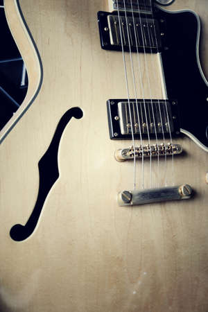 group of guitars in expositionの写真素材