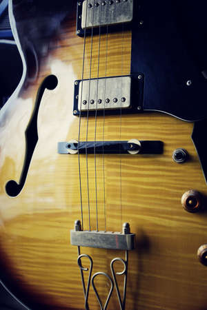 group of guitars in expositionの写真素材