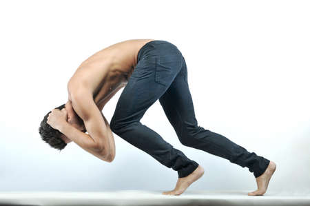 young man wearing jeansの写真素材