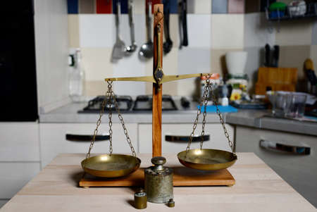 vintage balance with retro weight scaleの写真素材